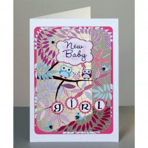 Ny baby - pige -  dobbelt kort med kuvert