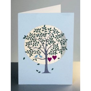 Hjerter i træ  -  dobbelt kort med kuvert