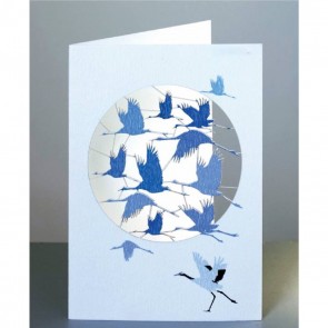 Flyvende traner -  dobbelt kort med kuvert