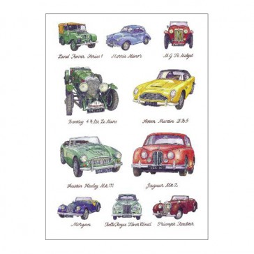 Great Biritish Cars - postkort med biler