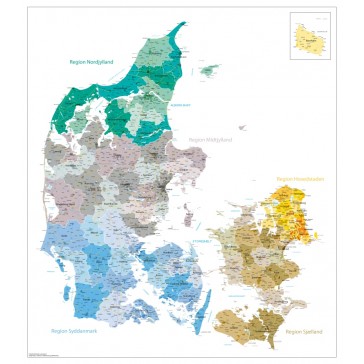 Danmarks kommuner og regioner ( med bynavne )