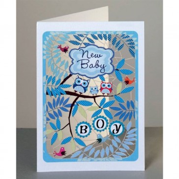 Ny baby - dreng -  dobbelt kort med kuvert