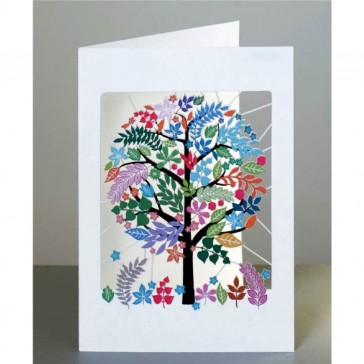 Mangefarvet  træ -  dobbelt kort med kuvert