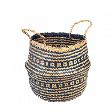 SMALL NAVY BLUE SEAGRASS BASKET
