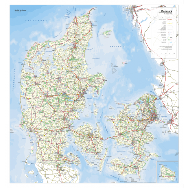 Danmark - Danmark - Vægkort - Nordisk -