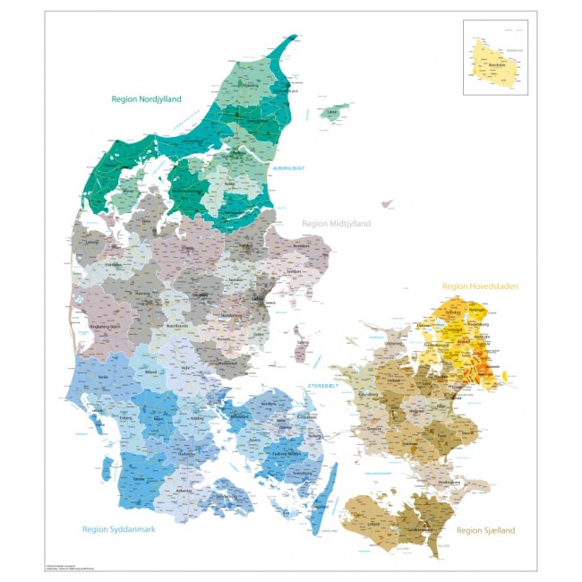 kort med kommuner Danmarks Kommuner Og Regioner Med Bynavne Danmark Vaegkort Nordisk Korthandel Nordisk Korthandel kort med kommuner