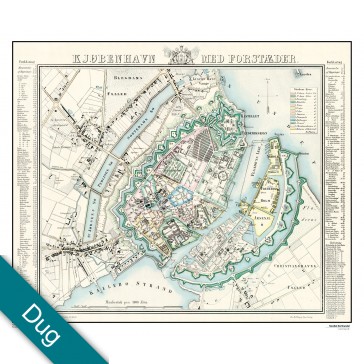 Kjøbenhavn med forstæder - år 1848 Voksdug