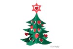 Juletræ m. Hjerter, 18 cm grøn/rød