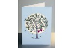 Hjerter i træ  -  dobbelt kort med kuvert