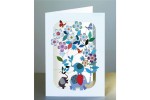 Elefant og blomster - dobbelt kort med kuvert