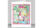 Tre flamingoer -  dobbelt kort med kuvert