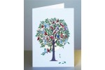 Træ fyldt med ugler -  dobbelt kort med kuvert