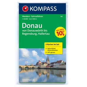 Donau, von Donauwörth bis Regensburg (2 kort) m/ Naturführer