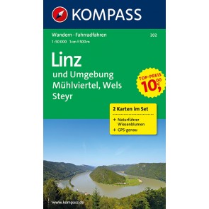 Rund um Linz, Mühlviertel, Wels, Steyr (2 kort) Naturführer