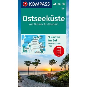 Ostseeküste von Wismar bis Usedom (3 kort) m/ Naturführer