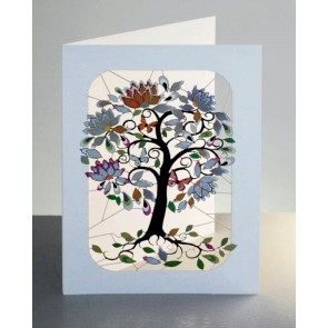 Eksotisk blomstertræ -  dobbelt kort med kuvert