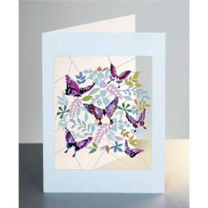 Lilla sommerfugle -  dobbelt kort med kuvert
