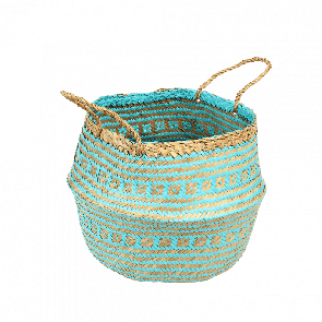 SMALL TURQUOISE SEAGRASS BASKET