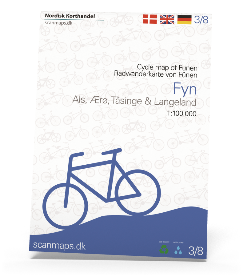 Fyn, Ærø, Tåsinge og Langeland Cykelkort i 1:100.000
